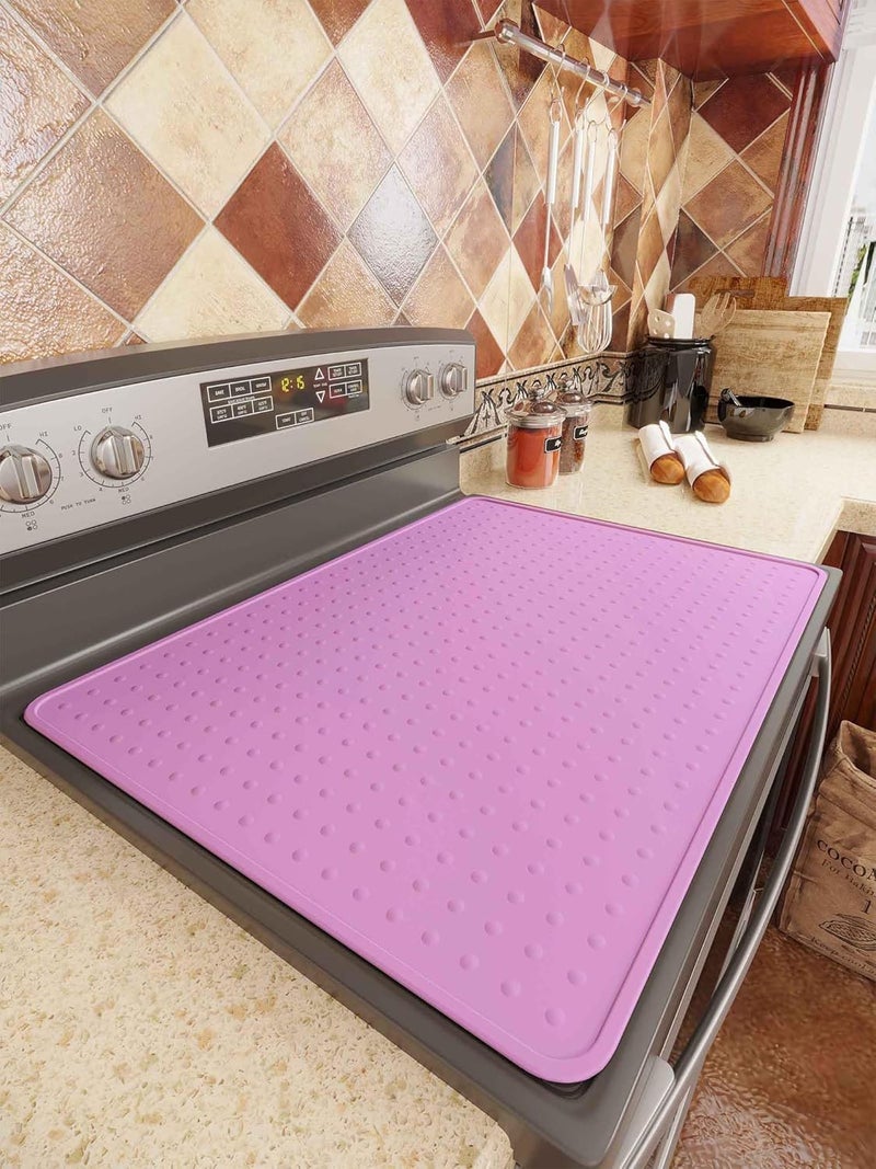 Bampanda Silicone Stove Top Cover for Electric Stove, Glass Stove Top Protector, Stovetop Cover Mat for Cooktop, Flat Range Cover, Oven Top Protector, Coffee Bar Mat, 28 x 20 in, Pink - Image 2
